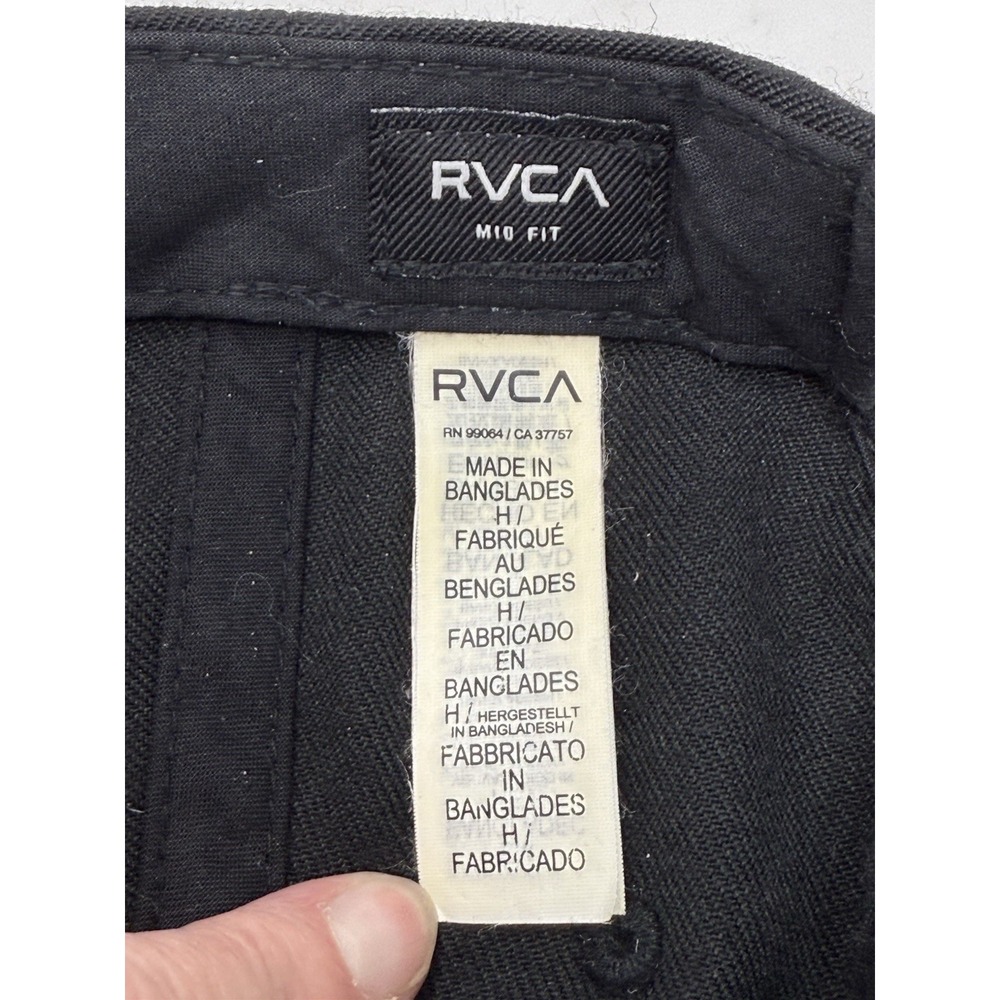 RVCA Snapback Hat Adjustable Flat Bill Mid‎ Fit Acrylic Wool Surfer Cap Black - Picture 7 of 9